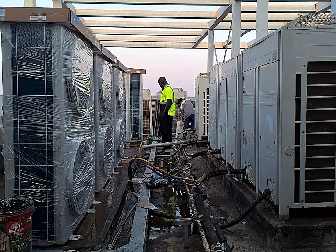 VRF outdoor units and refrigerant piping installation